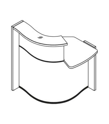 Small curved reception desk with different height modules