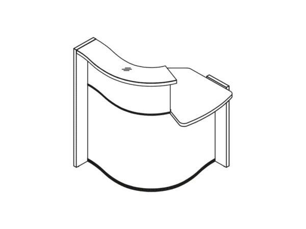 Small curved reception desk with different height modules